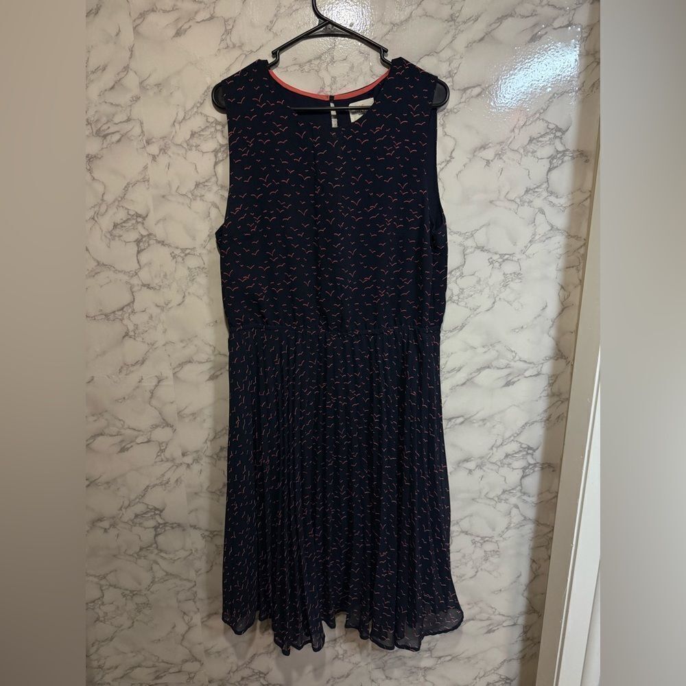 Navy & Red Pleated Midi Sundress